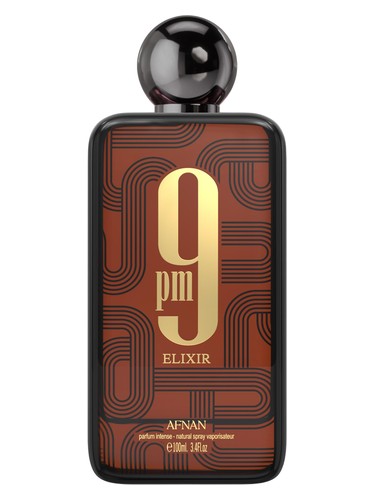 Afnan 9PM Elixir 100 ml (3.4 oz) bottle – spicy citrus woody amber musk scent with deep masculine finish.