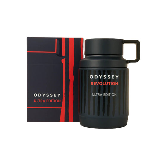 Armaf Odyssey Revolution Eau de Parfum 100 ml bottle โ fresh citrus and spice opening with woody amber musk base