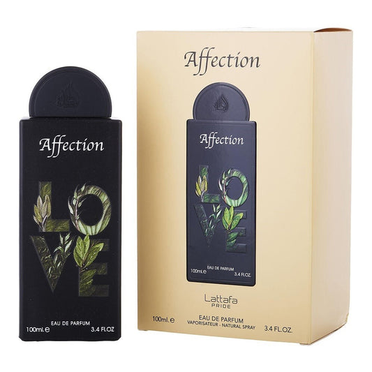 Lattafa Affection 100 ml bottle – creamy pistachio floral gourmand fragrance with vanilla amber base.