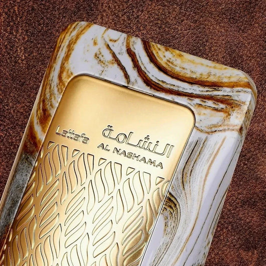 Lattafa Al Nashama Eau de Parfum 100 ml bottle – fruity spicy fragrance with plum, leather, amber, and patchouli base