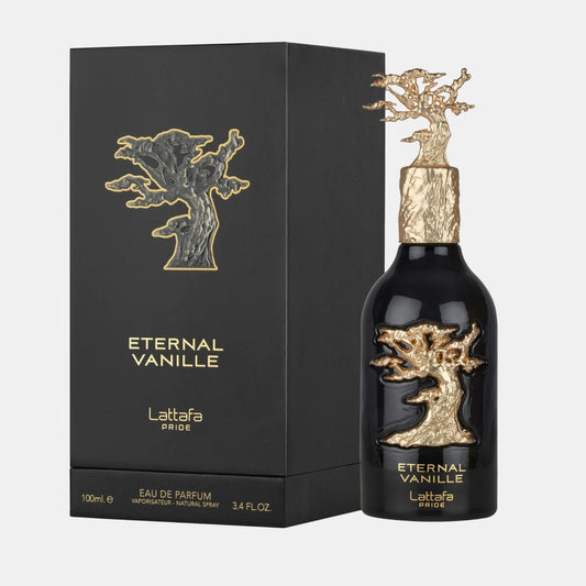 Lattafa Eternal Vanille Eau de Parfum 100 ml bottle – creamy vanilla gourmand fragrance with warm amber and soft woody base