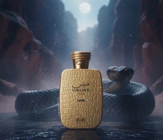 Rasasi Hawas Viper Eau de Parfum 100 ml bottle โ fresh aquatic citrus fragrance with spicy notes and smooth woody musky base