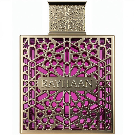 Rayhaan Kiss Eau de Parfum 100 ml bottle – sweet fruity floral fragrance with vanilla musk base.