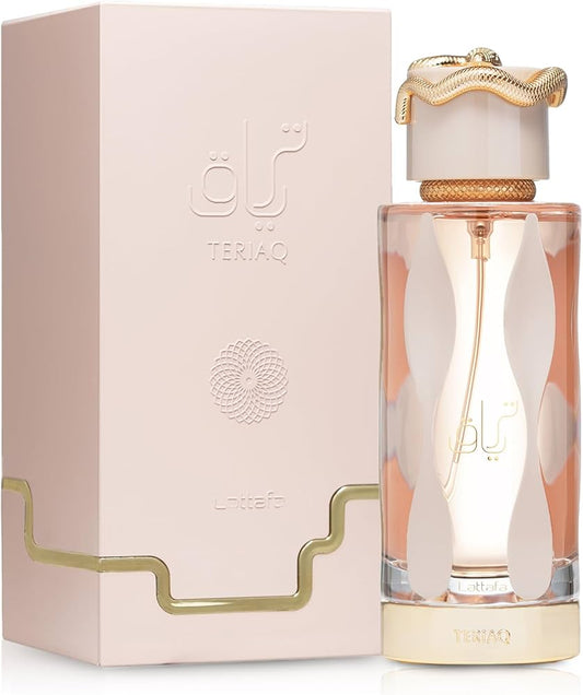 Lattafa Teriaq Eau de Parfum 100 ml bottle – honey tobacco fragrance with sweet amber and warm woody base