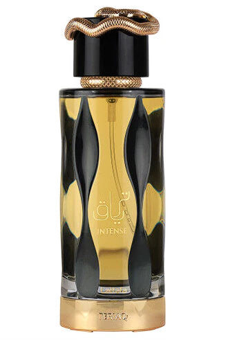 Lattafa Teriaq Intense Eau de Parfum 100 ml bottle โ intense honey tobacco fragrance with vanilla and warm amber woody base