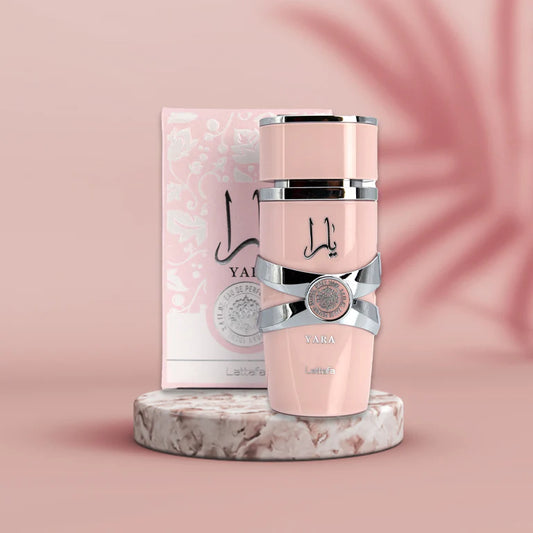 Lattafa Yara Eau de Parfum 100 ml bottle – creamy tropical gourmand fragrance with vanilla, tropical fruits, orchid, and musky sandalwood base