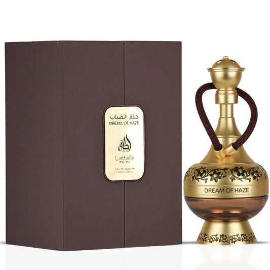 Lattafa Dream of Haze Eau de Parfum 100 ml bottle – creamy sweet gourmand fragrance with warm amber vanilla base