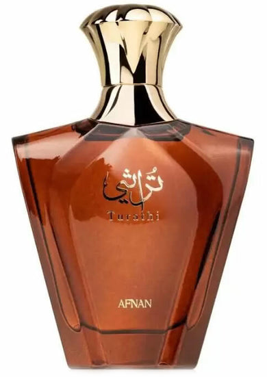 Afnan Turathi Brown 100 ml (3.4 oz) bottle – rich woody resin fragrance with deep amber musk base.