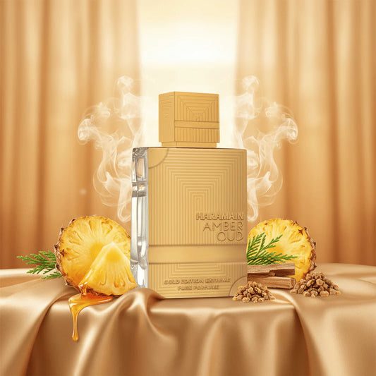 Al Haramain Amber Oud Gold Edition Extreme Eau de Parfum 100 ml bottle – juicy fruity opening with creamy vanilla amber base luxury perfume