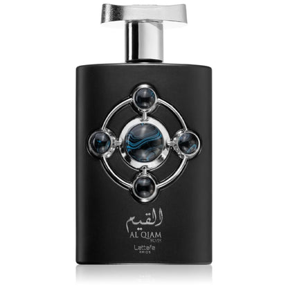 Lattafa Al Qiam Silver Eau de Parfum 100 ml bottle – fresh citrus grapefruit with ginger, ambroxan, and woody musky base