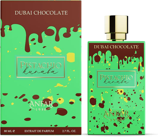 Anfar 1950 Pistachio Kunafa 100 ml bottle – sweet pistachio caramel gourmand fragrance with creamy vanilla-amber base.