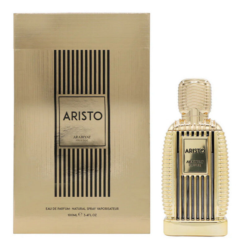 Arabiyat Prestige Aristo Eau de Parfum 100 ml bottle – fresh aromatic woody fragrance with bergamot, lavender, cedarwood, and musky vetiver base