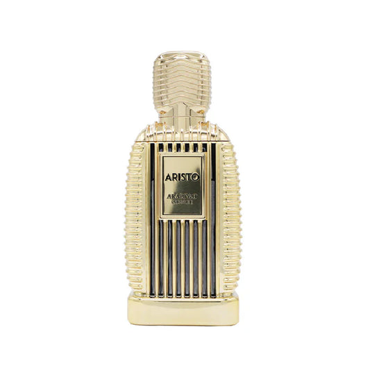 Arabiyat Prestige Aristo Eau de Parfum 100 ml bottle – fresh aromatic woody fragrance with bergamot, lavender, cedarwood, and musky vetiver base