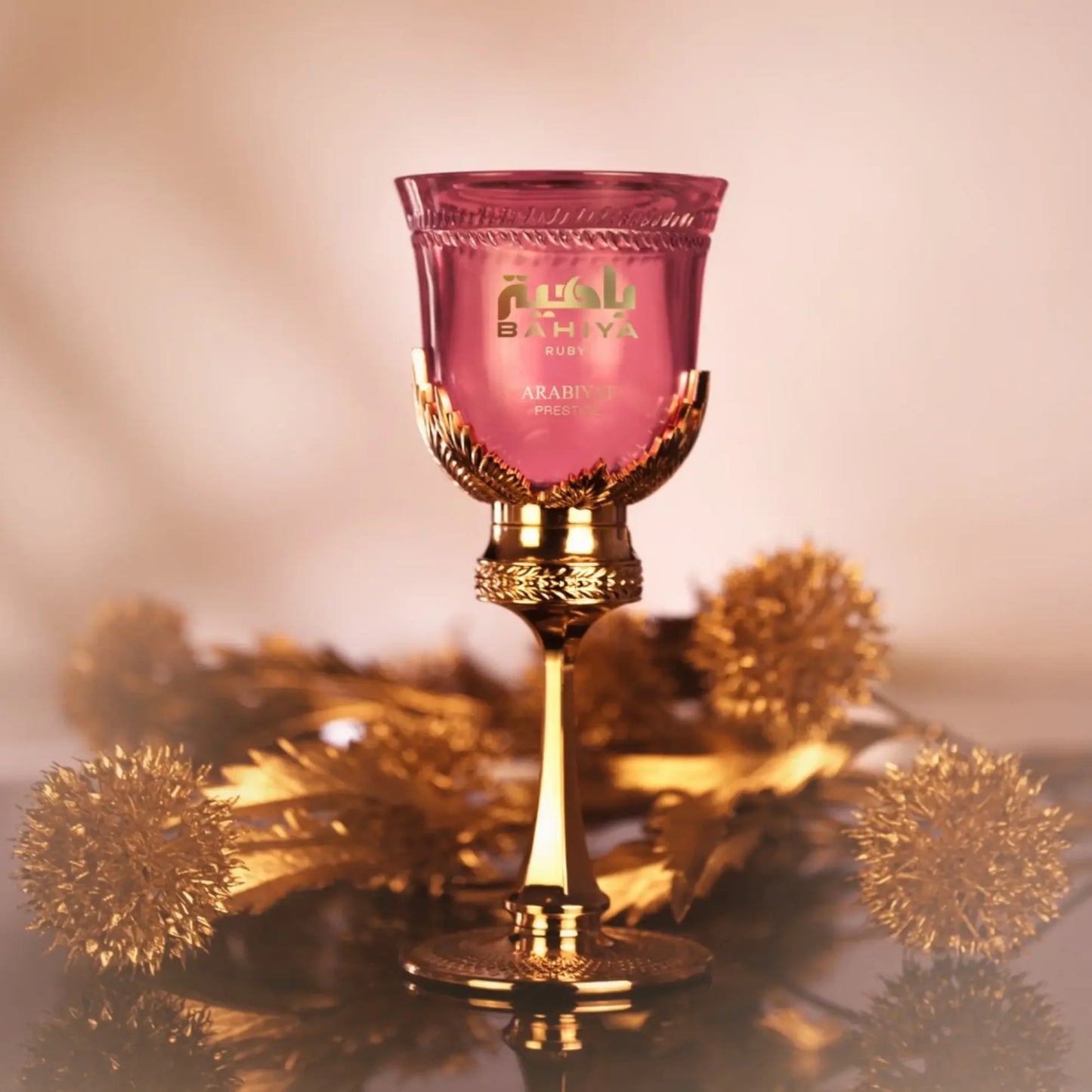 Arabiyat Prestige Bahiya Ruby Eau de Parfum 100 ml bottle – fruity gourmand fragrance with red berries, pear, vanilla, praline, and soft musky base
