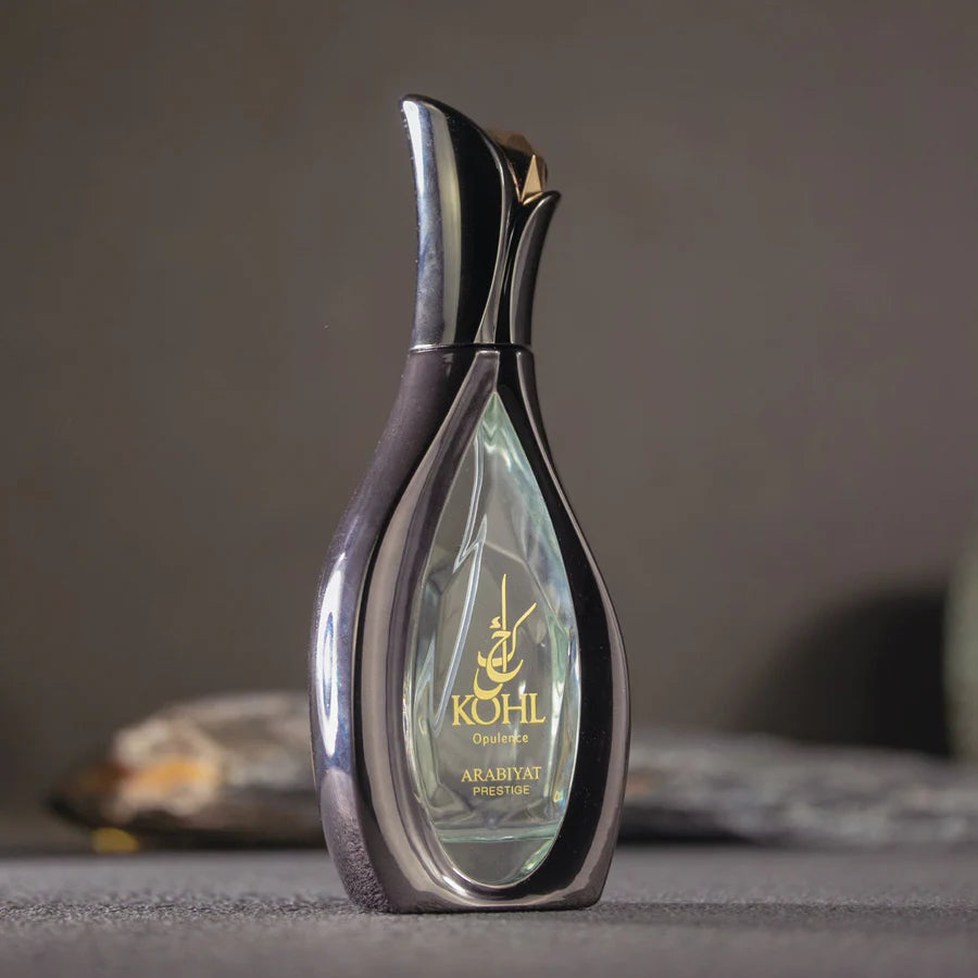 Arabiyat Prestige Kohl Opulence Eau de Parfum 100 ml bottle – fruity floral amber fragrance with pear, jasmine, vanilla, and musky amber base