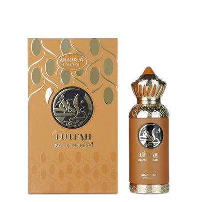 Arabiyat Prestige Lutfah Light in the Heart Eau de Parfum 80 ml bottle – fresh aromatic fragrance with warm amber and smooth woody base