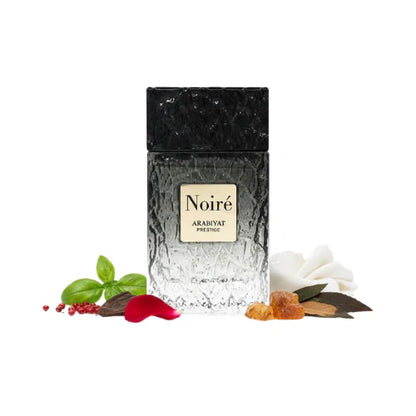 Arabiyat Prestige Noire Eau de Parfum 100 ml bottle – warm spicy woody fragrance with oud, amber, vanilla, and smoky musky base