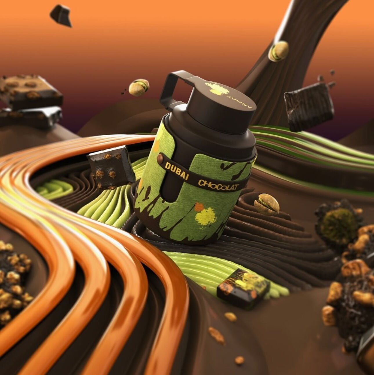 Armaf Odyssey Dubai Chocolat 100 ml bottle – chocolate gourmand fragrance with amber, vanilla, and tonka base.