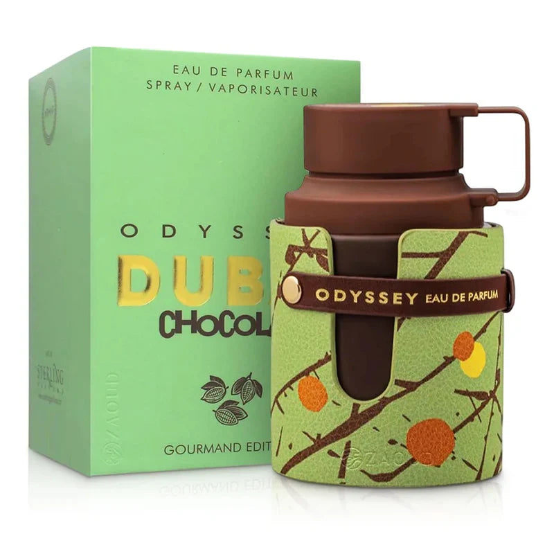 Armaf Odyssey Dubai Chocolat 100 ml bottle – chocolate gourmand fragrance with amber, vanilla, and tonka base.