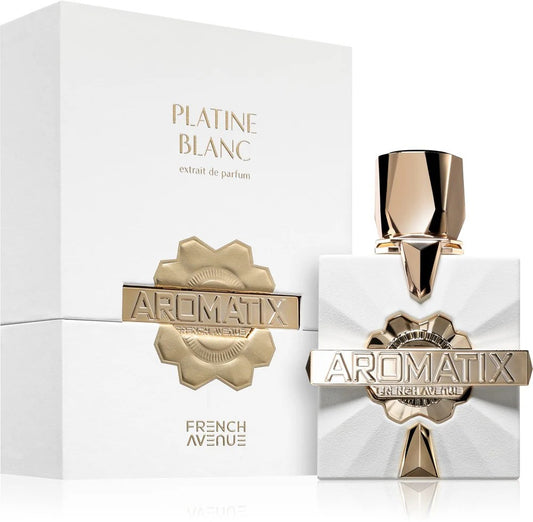 Aromatix x French Avenue Platine Blanc Eau de Parfum 100 ml bottle – lime citrus and mint opening with aromatic herbs and woody musk base