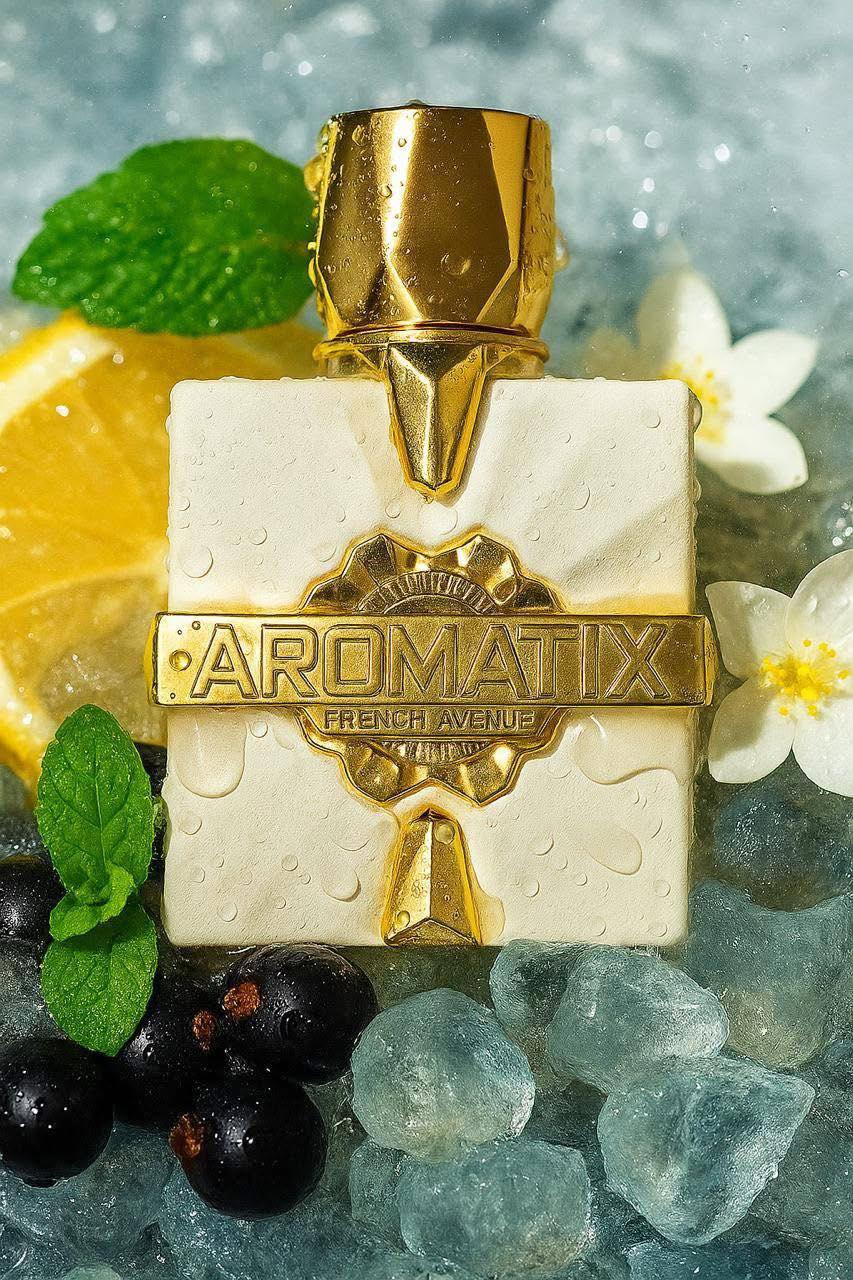 Aromatix x French Avenue Platine Blanc Eau de Parfum 100 ml bottle – lime citrus and mint opening with aromatic herbs and woody musk base