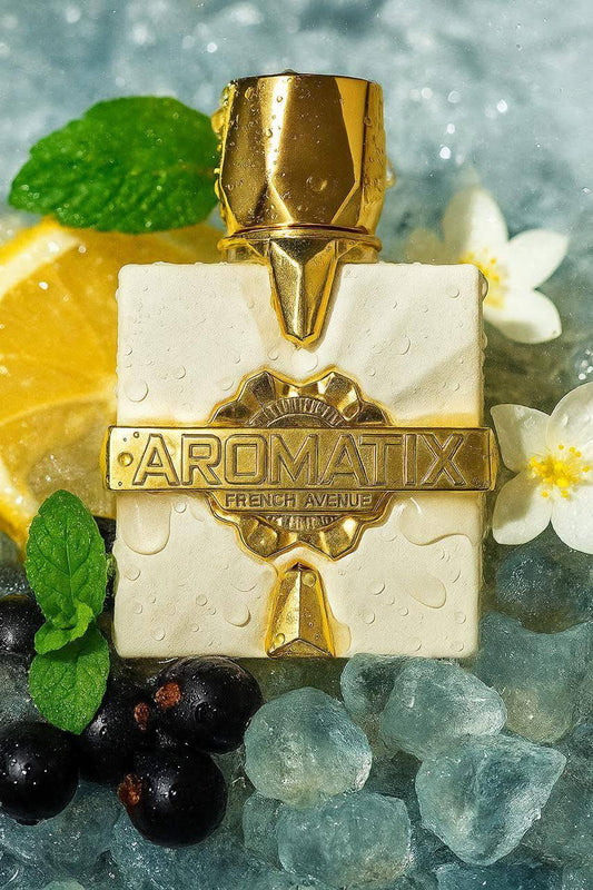 Aromatix x French Avenue Platine Blanc Eau de Parfum 100 ml bottle – lime citrus and mint opening with aromatic herbs and woody musk base