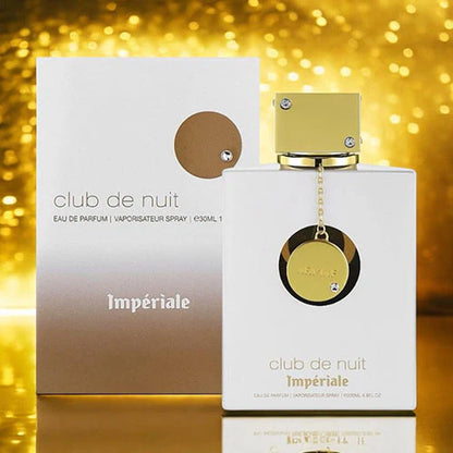 Armaf Club de Nuit White Imperiale Eau de Parfum 105 ml bottle – floral vanilla fragrance with lychee, Turkish rose, musk, and creamy woody base