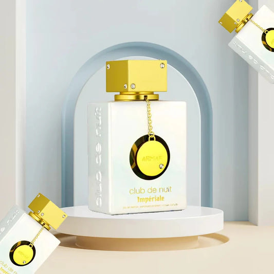 Armaf Club de Nuit White Imperiale Eau de Parfum 105 ml bottle – floral vanilla fragrance with lychee, Turkish rose, musk, and creamy woody base