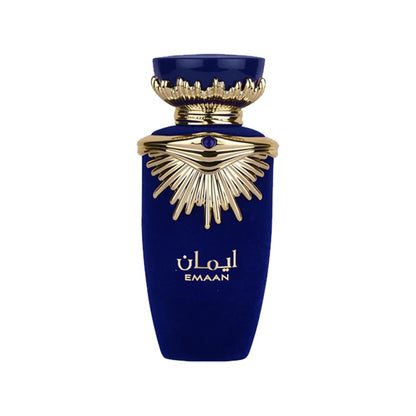 Lattafa Emaan Eau de Parfum 100 ml bottle – soft floral fragrance with clean musky powdery base