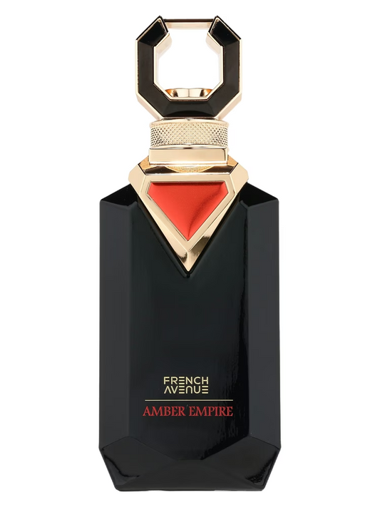 French Avenue Amber Empire Eau de Parfum 100 ml bottle – warm amber vanilla opening with cedarwood heart and tonka musk base