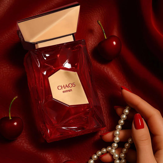 French Avenue Chaos Eau de Parfum 100 ml bottle – spicy woody amber fragrance with saffron, cinnamon, vanilla, and musky base