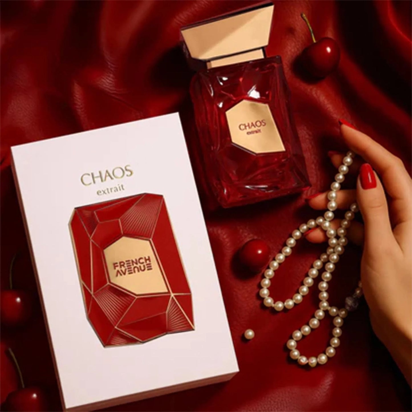 French Avenue Chaos Eau de Parfum 100 ml bottle – spicy woody amber fragrance with saffron, cinnamon, vanilla, and musky base