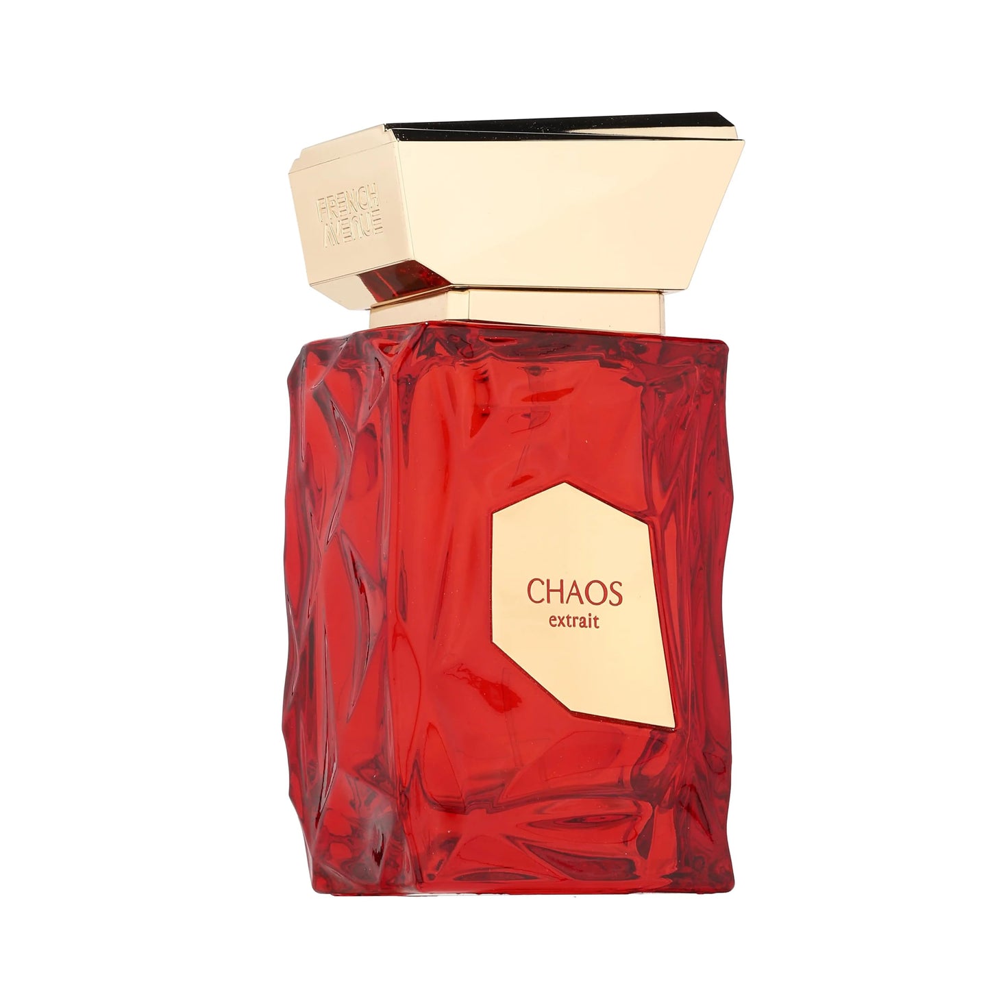 French Avenue Chaos Eau de Parfum 100 ml bottle – spicy woody amber fragrance with saffron, cinnamon, vanilla, and musky base