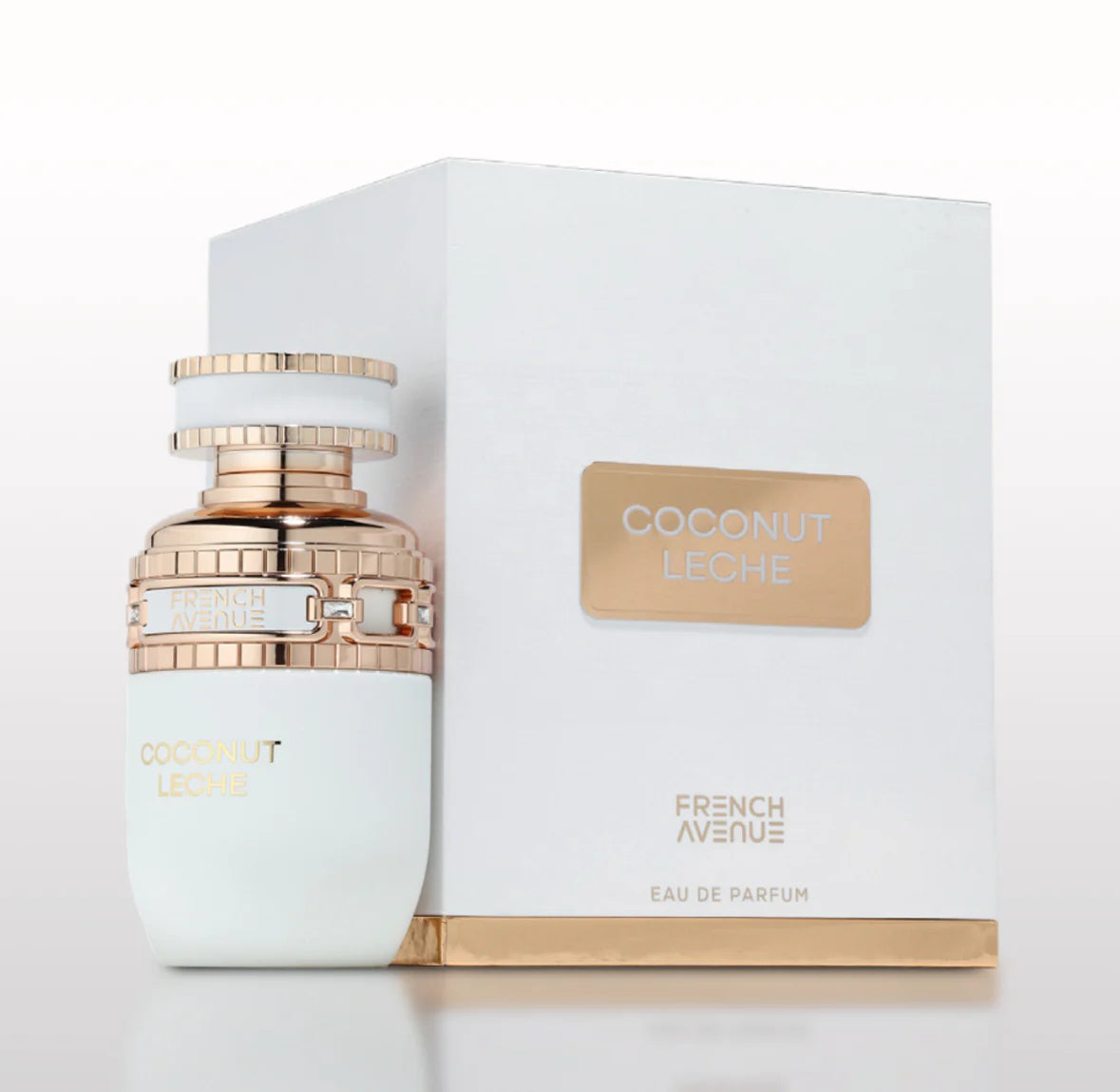 French Avenue Coconut Leche Eau de Parfum 100 ml bottle – creamy toasted coconut fragrance with tuberose, vanilla, and warm resinous base