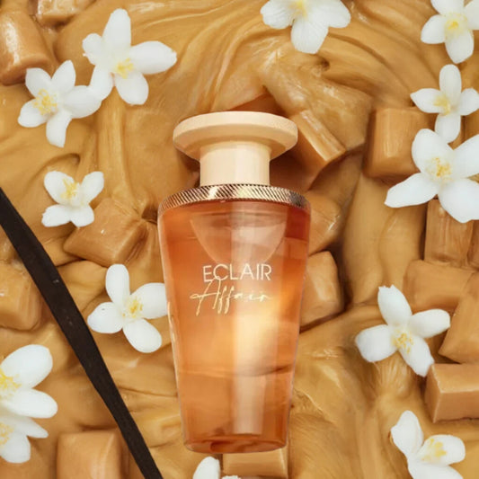 French Avenue Éclair Affair Eau de Parfum 100 ml bottle – creamy vanilla caramel fragrance with soft musky base