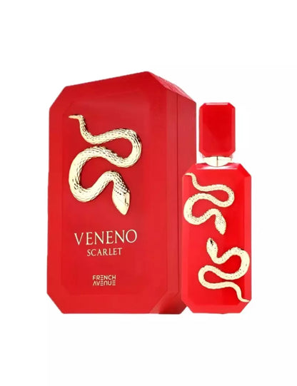 French Avenue Veneno Scarlet Eau de Parfum 100 ml bottle – juicy berry opening with floral heart and warm amber musk base