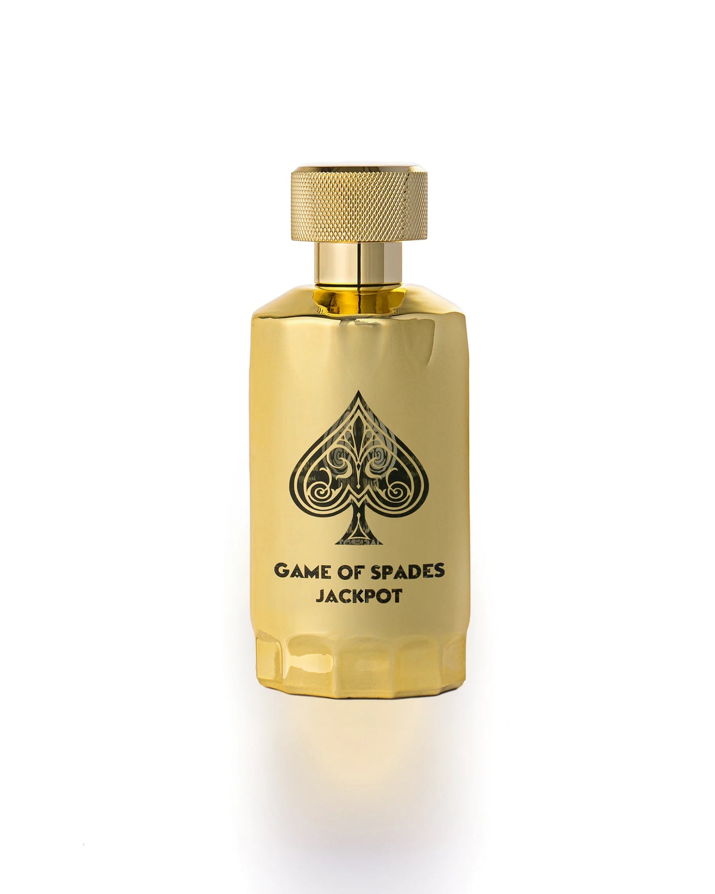 Jo Milano Game of Spades Jackpot 100 ml bottle – gold citrus amber woody scent with smooth musk vanilla base.