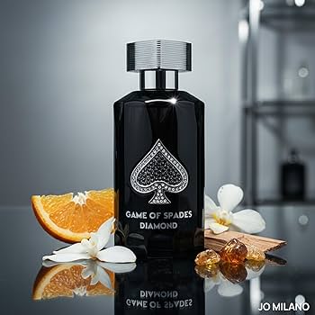Jo Milano Game of Spades Diamond Eau de Parfum 100 ml bottle – fresh citrus opening with aromatic floral heart and smooth woody amber base