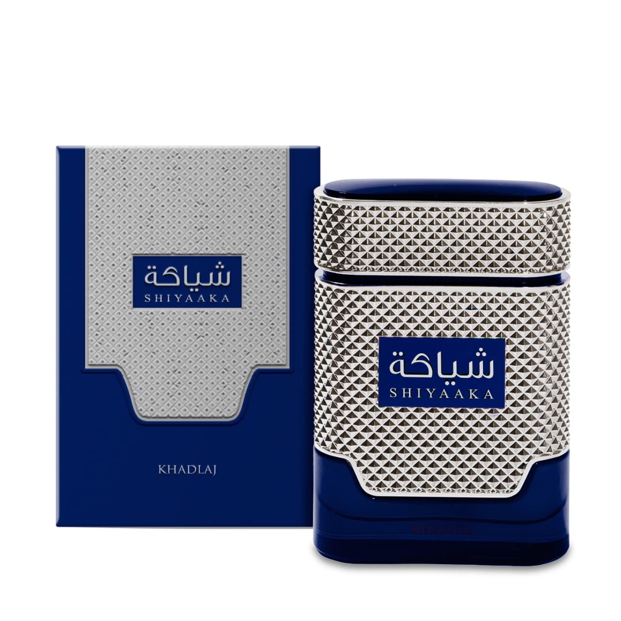 Khadlaj Shiyaaka Blue Eau de Parfum 100 ml bottle – fresh citrus aromatic fragrance with smooth woody musky base