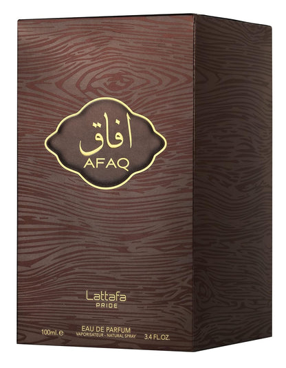Lattafa Afaq Eau de Parfum 100 ml bottle – fruity floral fragrance with pear, cassis, vanilla, and musky creamy base