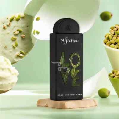 Lattafa Affection 100 ml bottle – creamy pistachio floral gourmand fragrance with vanilla amber base.