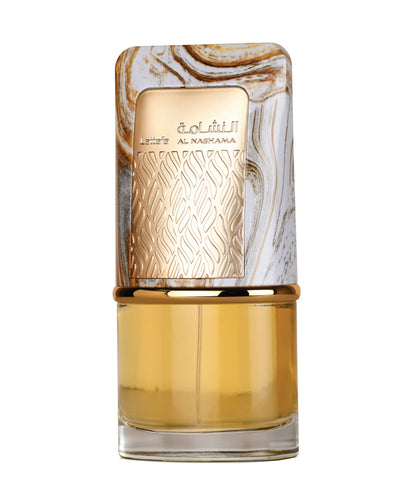 Lattafa Al Nashama Eau de Parfum 100 ml bottle – fruity spicy fragrance with plum, leather, amber, and patchouli base