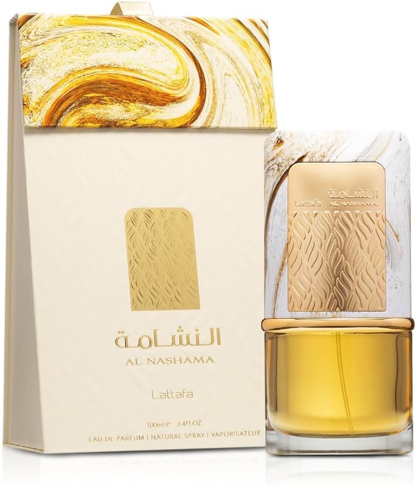 Lattafa Al Nashama Eau de Parfum 100 ml bottle – fruity spicy fragrance with plum, leather, amber, and patchouli base