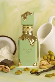 Lattafa Éclair Pistache 100 ml bottle – creamy pistachio vanilla gourmand fragrance with amber–tonka base.