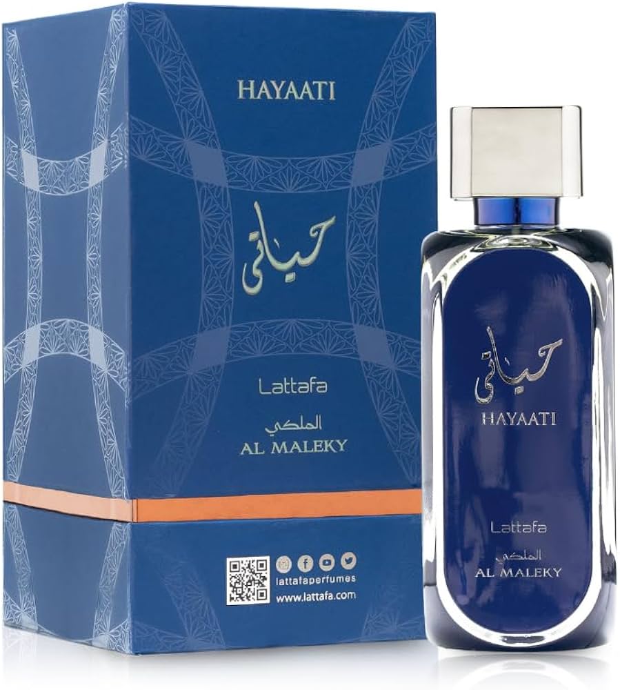 Lattafa Hayaati Al Maleky Eau de Parfum 100 ml bottle – fresh spicy woody fragrance with bergamot, incense, cedarwood, amber, and musky base