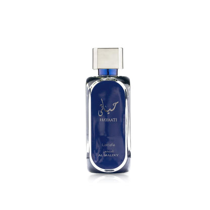 Lattafa Hayaati Al Maleky Eau de Parfum 100 ml bottle – fresh spicy woody fragrance with bergamot, incense, cedarwood, amber, and musky base