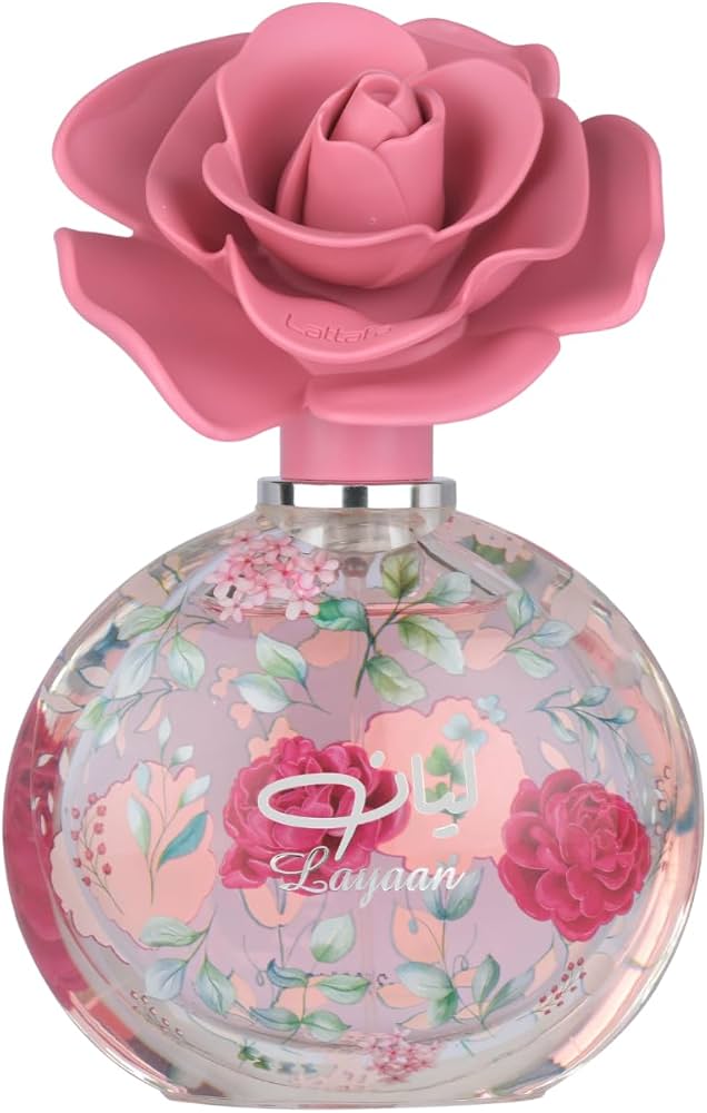 Lattafa Layaan Eau de Parfum 75 ml bottle – fruity floral fragrance with creamy vanilla and smooth musky base