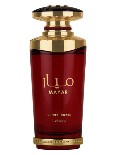 Lattafa Mayar Cherry Intense 100 ml (3.4 oz) bottle – deep cherry and red fruits with soft floral amber musk woody base.