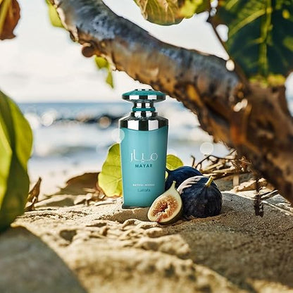 Lattafa Mayar Natural Intense 100 ml (3.4 oz) bottle – fresh green fruity fig-watermelon aura over soft woody amber musk base.