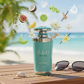 Lattafa Mayar Natural Intense 100 ml (3.4 oz) bottle – fresh green fruity fig-watermelon aura over soft woody amber musk base.